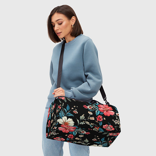 Спортивная сумка Цветы старинный узор / 3D-принт – фото 4