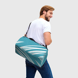 Сумки спортивные Бело-голубой абстракция с полосами, цвет: 3D-принт — фото 2