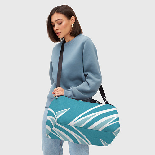 Спортивная сумка Бело-голубой абстракция с полосами / 3D-принт – фото 4