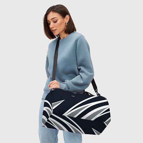 Спортивная сумка Sport тёмно-синий с полосами / 3D-принт – фото 4