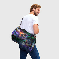 Сумки спортивные Котик бравый космонавт - неон, цвет: 3D-принт — фото 2