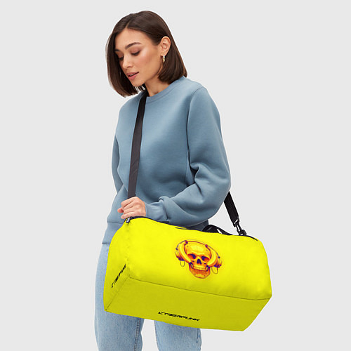 Спортивная сумка Yellow bananas skull - cyberpunk / 3D-принт – фото 4