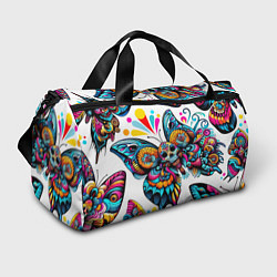 Сумки спортивные Бабочка и череп - нейроарт паттерн, цвет: 3D-принт
