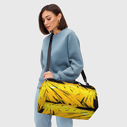 Сумки спортивные Желтая краска на черном фоне, цвет: 3D-принт — фото 2
