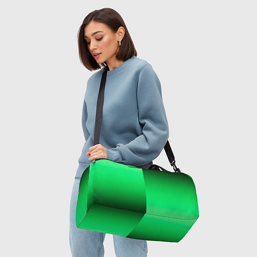 Спортивная сумка Чёрно-зелёный градиент пополам / 3D-принт – фото 4