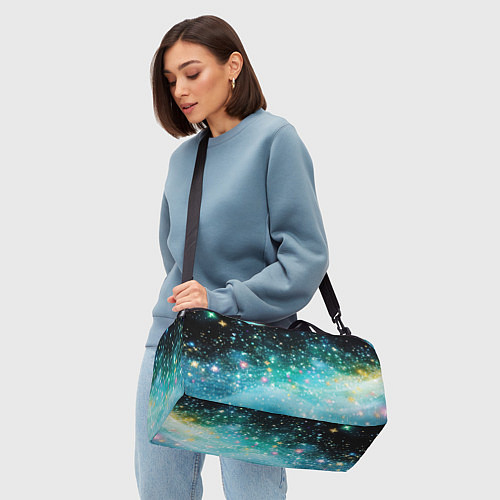 Спортивная сумка Бирюзовые блестки фон / 3D-принт – фото 4