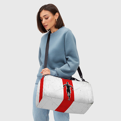 Спортивная сумка Легкоатлет на красно-белом / 3D-принт – фото 4