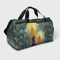 Спортивная сумка Две горящие свечи в темноте
