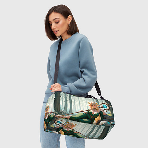 Спортивная сумка Эльфийская аниме ведьма среди черепов в мрачном ле / 3D-принт – фото 4