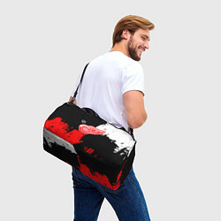 Сумки спортивные Детройт Ред Уингз - брызги краска на черном фоне, цвет: 3D-принт — фото 2