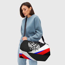 Сумки спортивные Герб России и государственный флаг на чёрном фоне, цвет: 3D-принт — фото 2