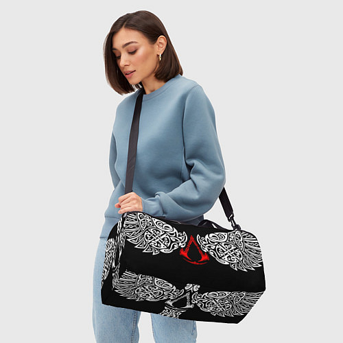 Спортивная сумка Силуэт ворона - Aссасинс Крид / 3D-принт – фото 4