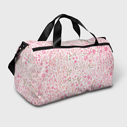 Сумки спортивные Белый в розовый цветочный паттерн, цвет: 3D-принт