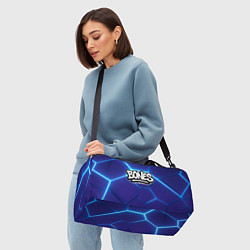 Сумки спортивные Bones белое лого на синих плитах, цвет: 3D-принт — фото 2