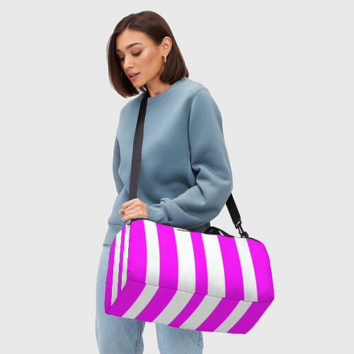 Спортивная сумка Color white pink lines / 3D-принт – фото 4