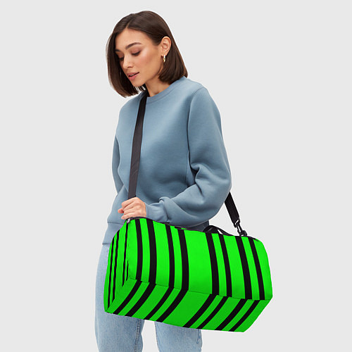 Спортивная сумка Color black and green stripes / 3D-принт – фото 4