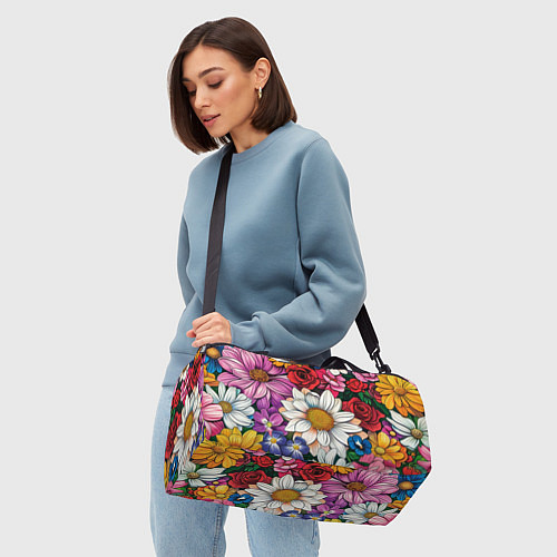 Спортивная сумка Крупные цветы / 3D-принт – фото 4