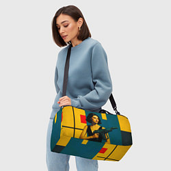 Сумки спортивные Девушка с ретрофутуристическим автоматом поп-арт 1, цвет: 3D-принт — фото 2