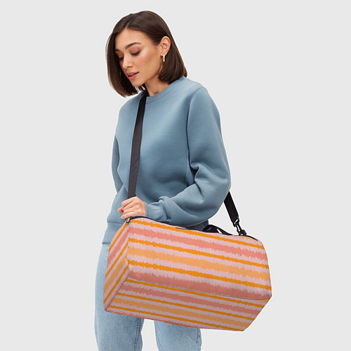 Спортивная сумка Полосы зигзагообразные оранжево-розовые / 3D-принт – фото 4