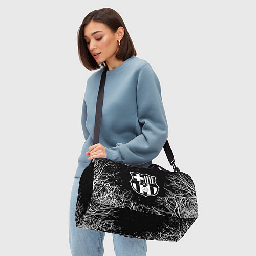 Спортивная сумка Barcelona деревья белые ночь / 3D-принт – фото 4
