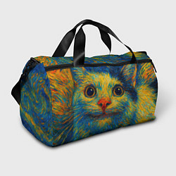 Сумки спортивные Мемный кот в стиле Ван Гога, цвет: 3D-принт