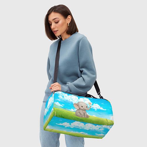 Спортивная сумка Слоненок с цветочком / 3D-принт – фото 4