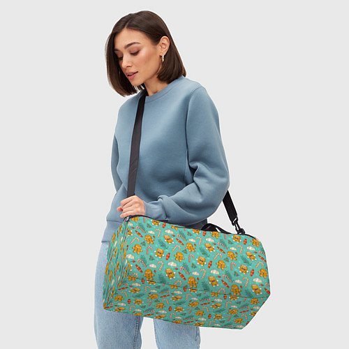 Спортивная сумка Новогодний паттерн печенье с конфетами / 3D-принт – фото 4