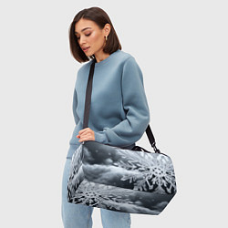 Сумки спортивные Снежинка на черно белое, цвет: 3D-принт — фото 2