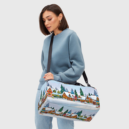 Спортивная сумка Новогодник дворик / 3D-принт – фото 4