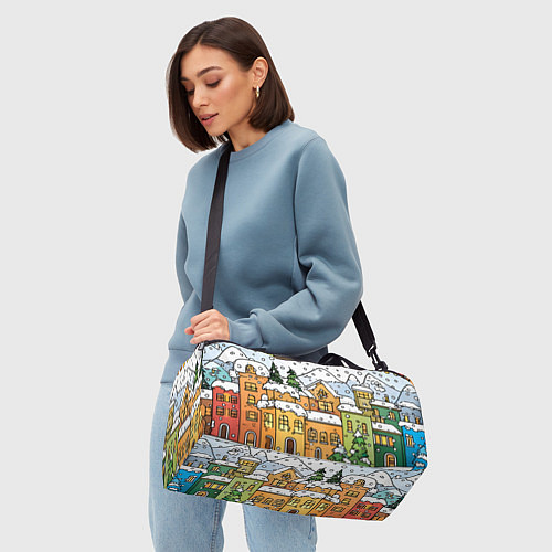 Спортивная сумка Новогодний снегопад / 3D-принт – фото 4