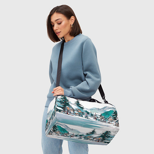 Спортивная сумка Дома и елки - Новый год / 3D-принт – фото 4