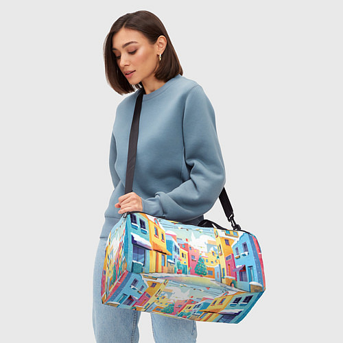 Спортивная сумка Разноцветный новогодний дворик / 3D-принт – фото 4