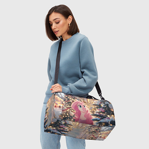 Спортивная сумка Удивленная лошадка - Новый год / 3D-принт – фото 4