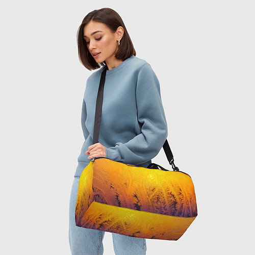 Спортивная сумка Узоры золотистого инея / 3D-принт – фото 4