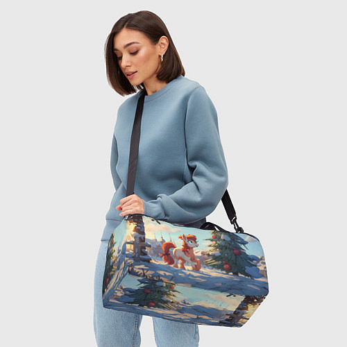 Спортивная сумка Лошадка любуется елкой / 3D-принт – фото 4