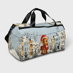 Сумки спортивные Милая новогодняя лошадка с шарфом, цвет: 3D-принт