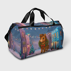 Сумки спортивные Лошадка с новогоднем венком 2026, цвет: 3D-принт