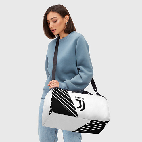 Спортивная сумка Ювентус полосы геометрия текстура / 3D-принт – фото 4