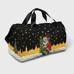Сумки спортивные Пьяный Санта с елкой и шампанским, цвет: 3D-принт