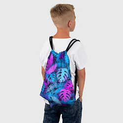 Рюкзак-мешок Сине-розовые тропики, цвет: 3D-принт — фото 2
