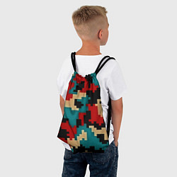 Рюкзак-мешок Камуфляж пиксельный: красный/голубой, цвет: 3D-принт — фото 2