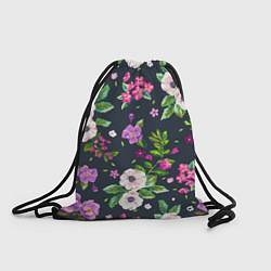 Рюкзак-мешок Пурпурные цветы, цвет: 3D-принт