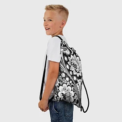 Рюкзак-мешок Хохлома черно-белая, цвет: 3D-принт — фото 2