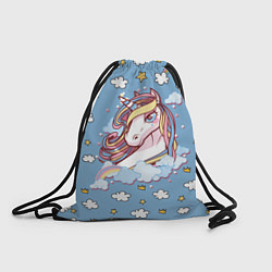 Рюкзак-мешок Единорог на облаках, цвет: 3D-принт