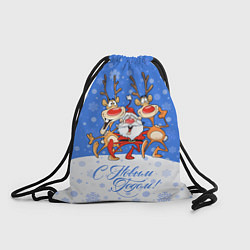 Рюкзак-мешок Санта Клаус с оленями, цвет: 3D-принт
