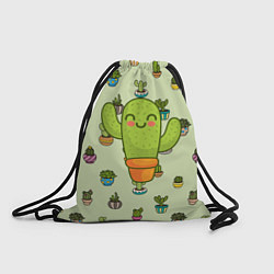 Рюкзак-мешок Веселый кактус, цвет: 3D-принт