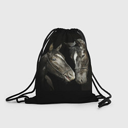 Рюкзак-мешок Черные лошади, цвет: 3D-принт