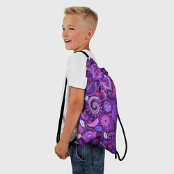 Рюкзак-мешок Фиолетовый этнический дудлинг, цвет: 3D-принт — фото 2