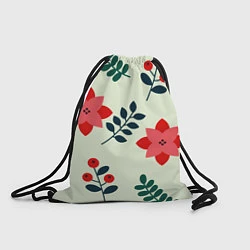 Рюкзак-мешок Цветы, ягоды, листья, цвет: 3D-принт