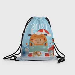 Рюкзак-мешок Новогодний бычок 2021, цвет: 3D-принт